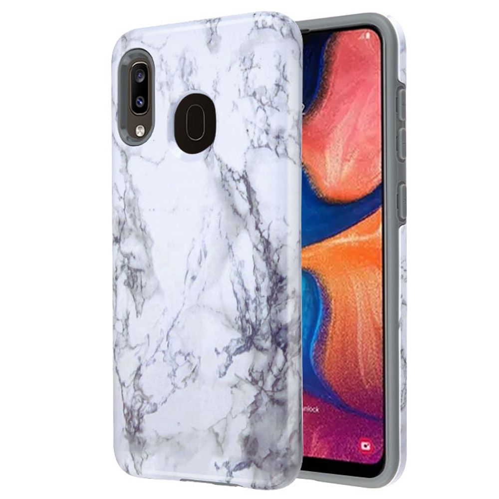 Hybrid Marble White Grey Case Samsung A20/A50 - Bling Cases.com