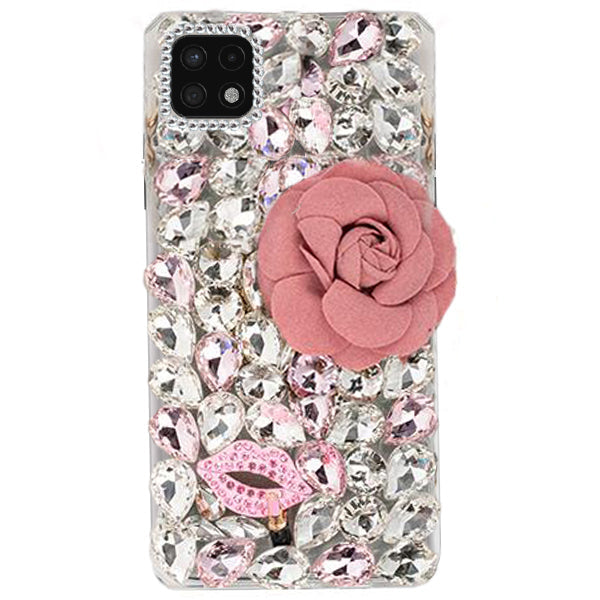 Handmade Bling Pink Flower Case Samsung A22 5G