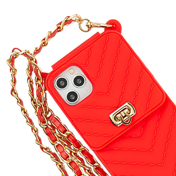 CrossBody Silicone Pouch Red Iphone 13 Pro Max