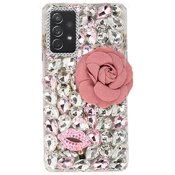Handmade Bling Pink Flower Case Samsung A72 5G