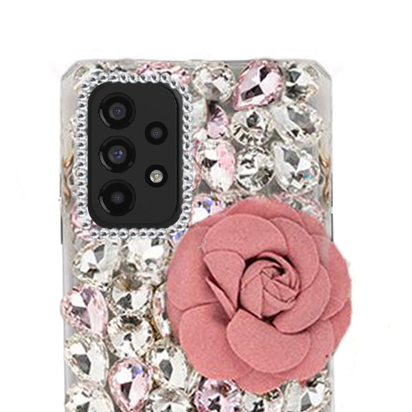 Handmade Bling Pink Flower Case Samsung A53 5G