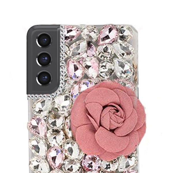 Handmade Bling Pink Flower Case Samsung S21 FE