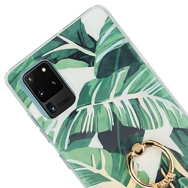 Green Leaves Ring Holder Case Samsung S20 Ultra