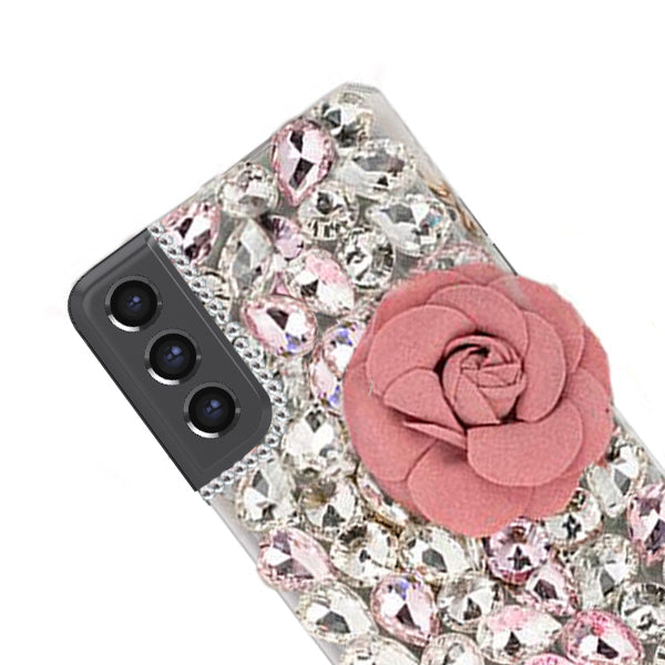 Handmade Bling Pink Flower Case Samsung S21 FE