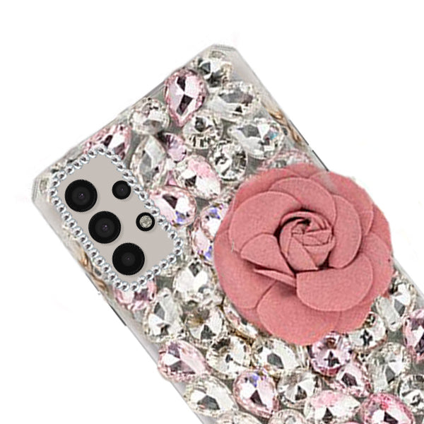 Handmade Bling Pink Flower Case Samsung A32 5G