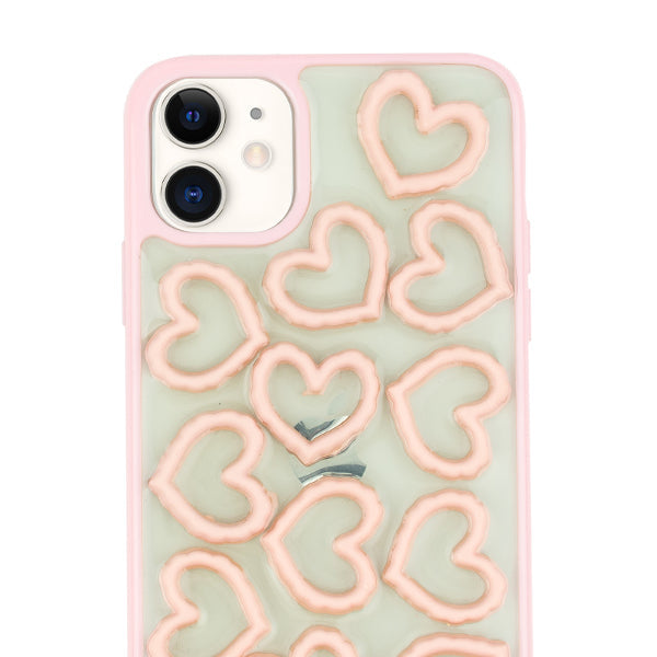 3D Hearts Pink Case Iphone 12 Mini