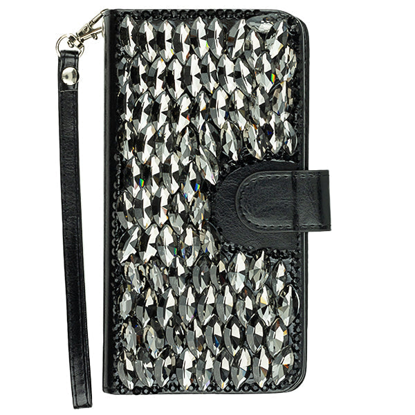 Handmade Bling Detachable Black Wallet Samsung S7