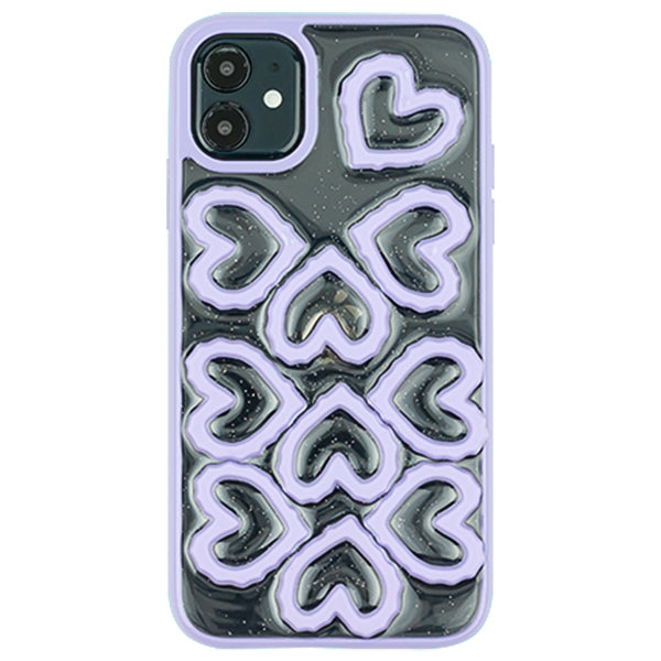 3D Hearts Purple Case Iphone 11