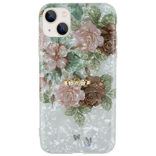 Flowers Pink Green Ring Skin Iphone 13 Mini