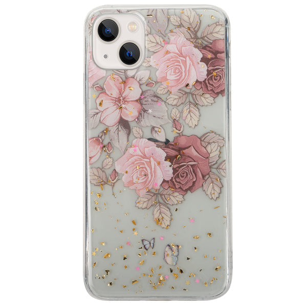 Flowers Gold Flakes Case IPhone 13 Mini