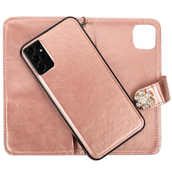 Handmade Detachable Bling Fox Rose Gold Samsung S21 Ultra