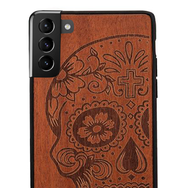 Real Wood Skull Samsung S21 Plus