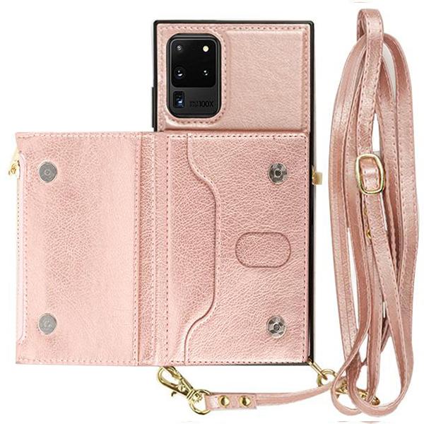 Crossbody Card Case Wallet Rose Gold Samsung S20 Ultra