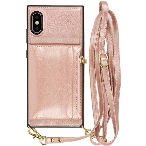 Crossbody Card Holder Rose Gold Iphone XS Max