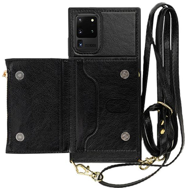 Crossbody Card Case Wallet Black Samsung S20 Ultra