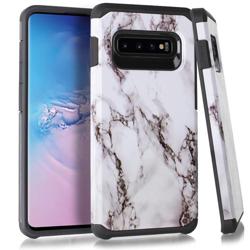 Marble Hybrid White Case Samsung S10 Plus - Bling Cases.com