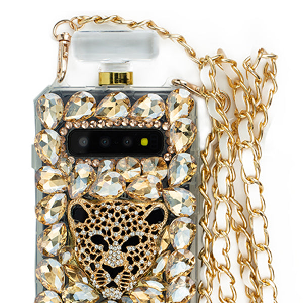 Handmade Gold Cheetah Bling Bottle Samsung S10