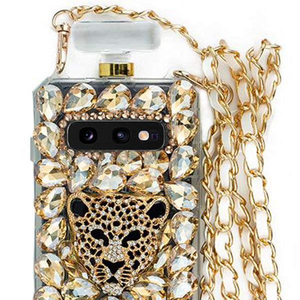 Handmade Gold Cheetah Bling Bottle Samsung S10E