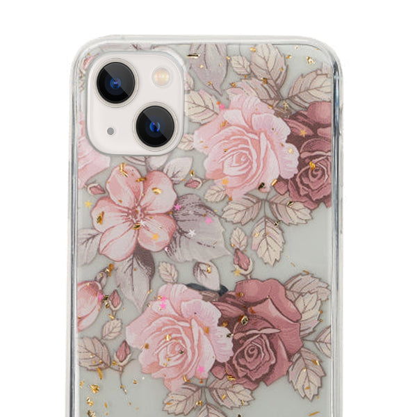 Flowers Gold Flakes Case IPhone 13 Mini