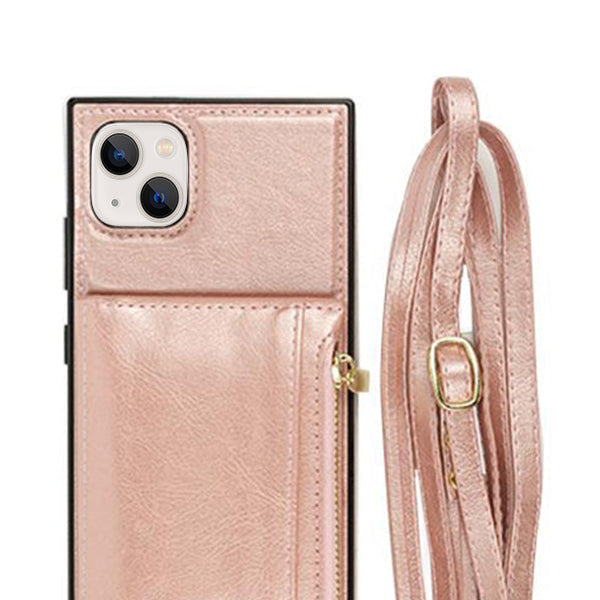 Crossbody Card Holder Rose Gold Case IPhone 13 Mini