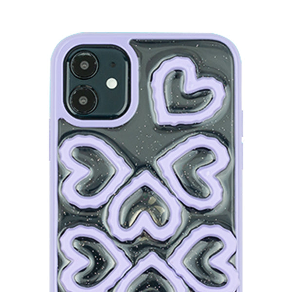 3D Hearts Purple Case Iphone 11 Mini