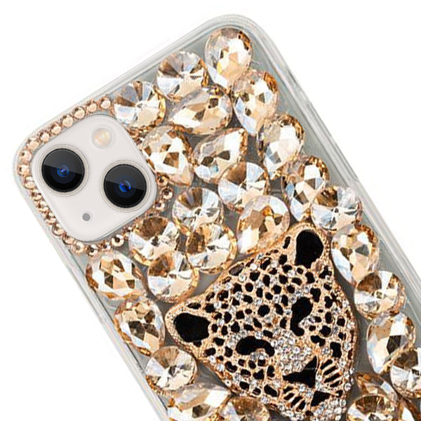 Handmade Cheetah Bling Gold Case IPhone 13