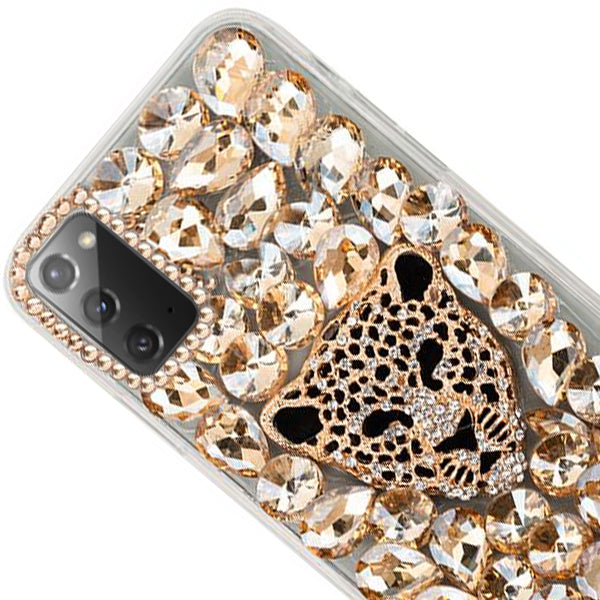 Handmade Cheetah Bling Gold Case Note 20