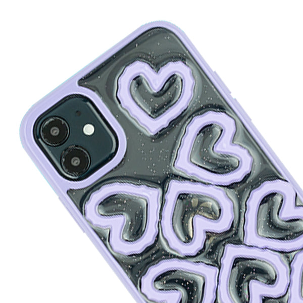 3D Hearts Purple Case Iphone 11