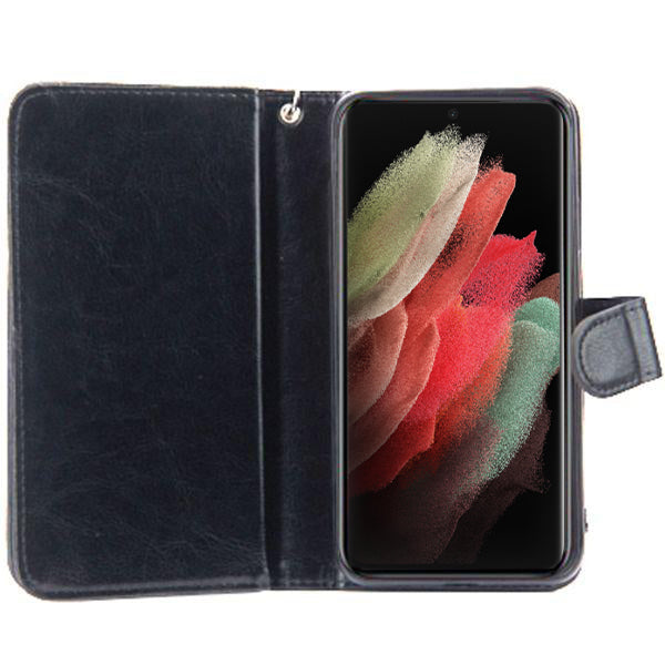 Handmade Detachable Bling Black Wallet Samsung S21 Ultra