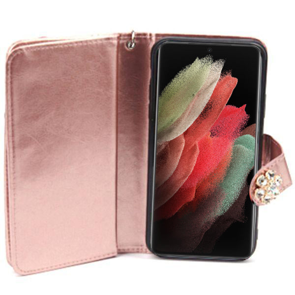 Handmade Detachable Bling Fox Rose Gold Samsung S21 Ultra