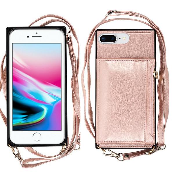 Crossbody Card Holder Rose Gold Case Iphone 7/8 Plus