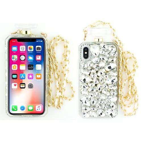 Handmade Silver Stone Bling Bottle Iphone XS MAX - Bling Cases.com
