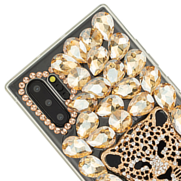 Handmade Cheetah Gold Bling Case Note 10