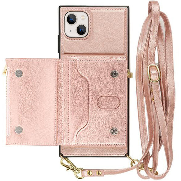 Crossbody Card Holder Rose Gold Case IPhone 13