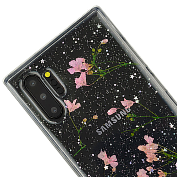 Real Flowers Pink Green Leaves Samsung Note 10 Plus