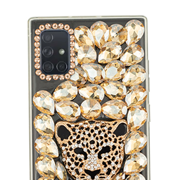 Handmade Cheetah Bling Gold Case Samsung A71