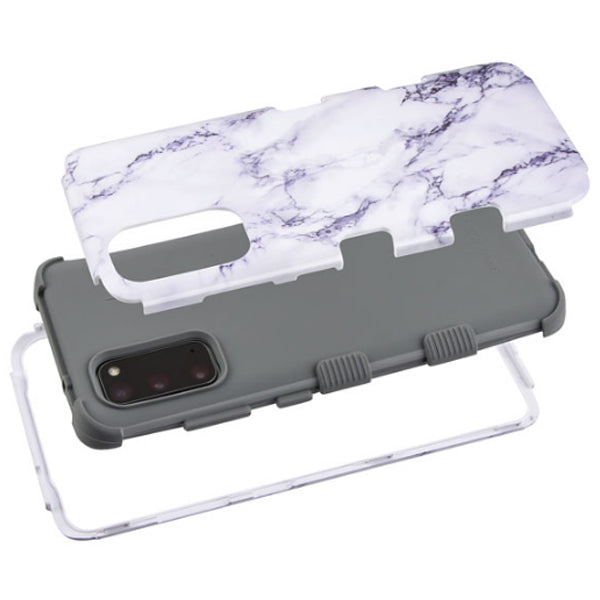 White Marble Military Grade Hybrid Case Samsung S20