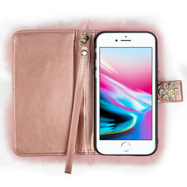 Fur Wallet Detachable Light Pink Iphone 7/8 Plus