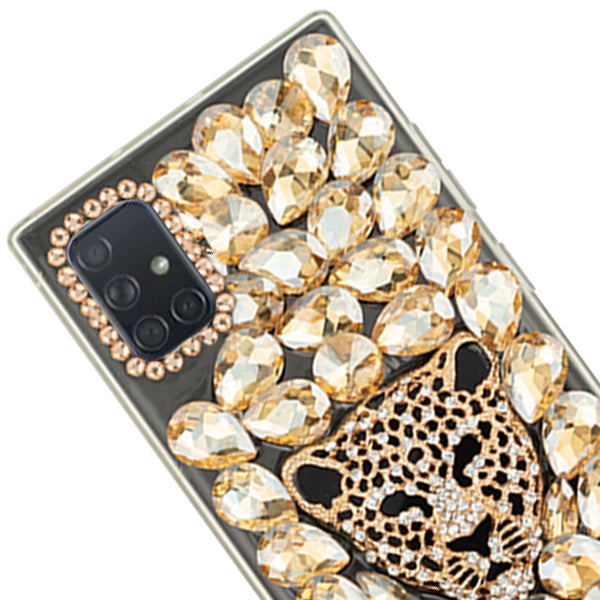 Handmade Cheetah Bling Gold Case Samsung A71