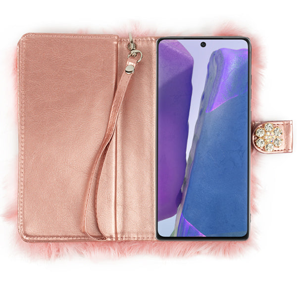 Fur Detachable Wallet Light Pink Samsung  Note 20