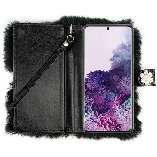 Fur Detachable Wallet Grey Samsung S20