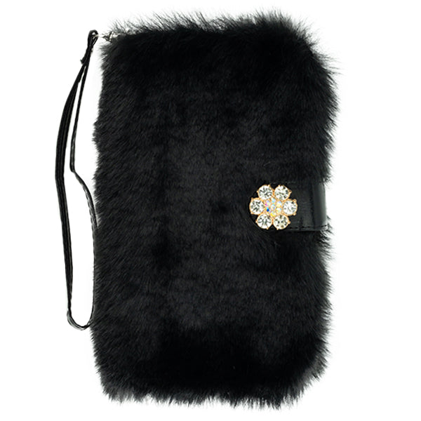 Detachable Fur Black Wallet Samsung S10