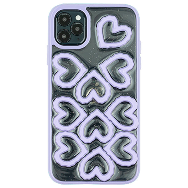 3D Hearts Purple Case Iphone 13 Pro