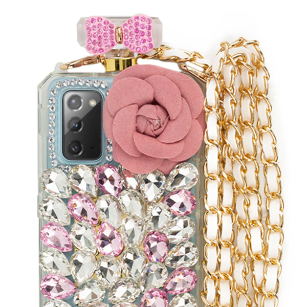 Handmade Pink Flower Bling Bottle Samsung Note 20