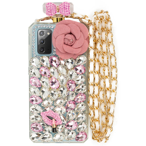 Handmade Pink Flower Bling Bottle Samsung Note 20