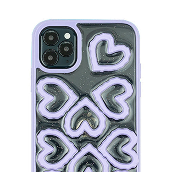 3D Hearts Purple Case Iphone 13 Pro