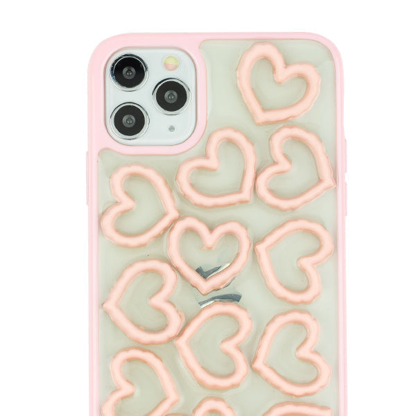 3D Hearts Pink Case Iphone 13 Pro Max