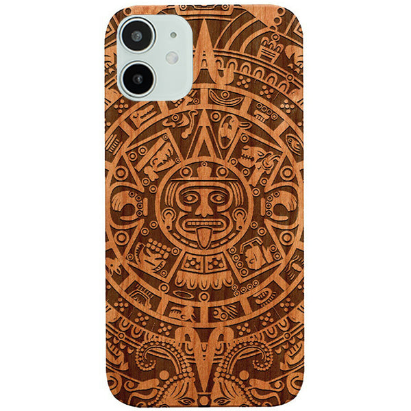 Mayan Calendar Aztec Wood Case Iphone 12 Mini