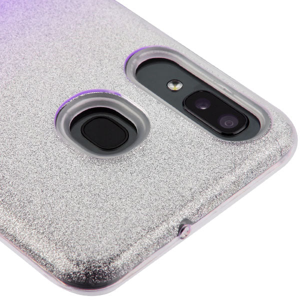 Glitter Purple Silver Case Samsung A20/50 - Bling Cases.com
