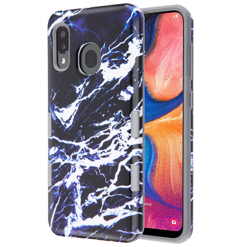 Marble Hybrid Blue Black Case Samsung A20/50 - Bling Cases.com